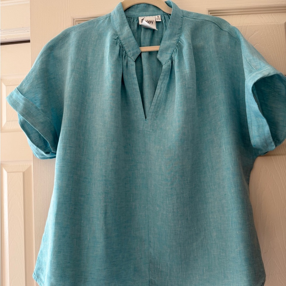 Finley Teal Short Sleeve Blouse